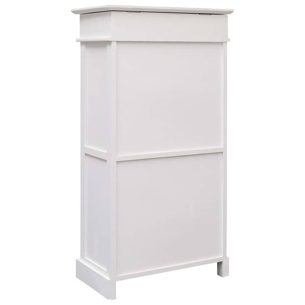 The Living Store Schoenenkast - Wit - 50x28x98cm - Paulowniahout en MDF