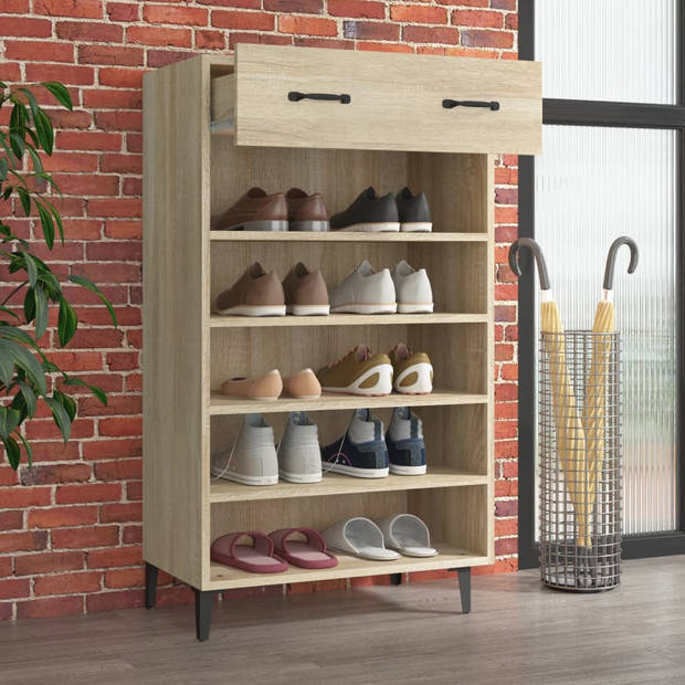 The Living Store Schoenenkast - 60 x 35 x 105 cm - Sonoma eiken