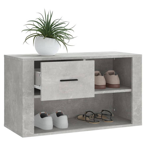 The Living Store Schoenenkast - Betongrijs - 80 x 35 x 45 cm - Voldoende opbergruimte