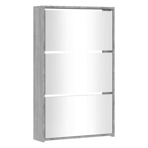 The Living Store Schoenenkast 3-laags - 63 x 17 x 102.5 cm - Grijs Sonoma Eiken