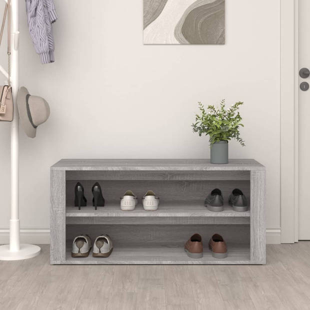 The Living Store Schoenenrek - Grijs Sonoma Eiken - 100 x 35 x 45 cm - Stevig Materiaal