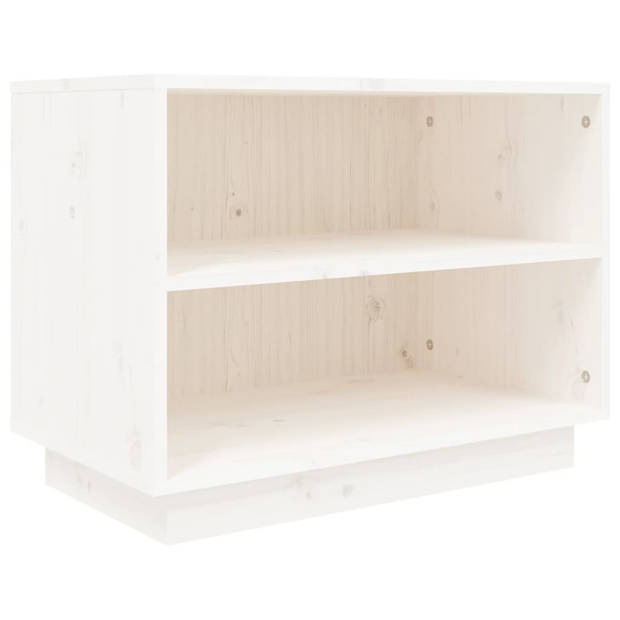 The Living Store Schoenenkast - Massief grenenhout - 60 x 34 x 45 cm - Wit