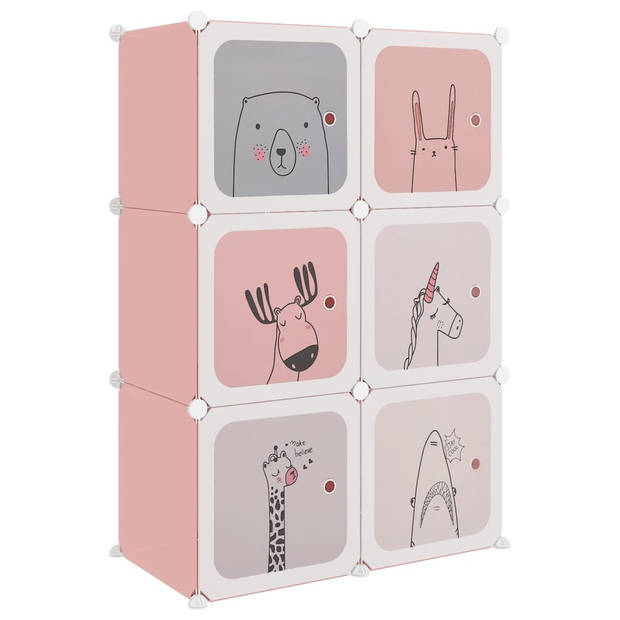 The Living Store Kinderopbergmeubel met 6 vakken polypropeen roze - Schoenenkast