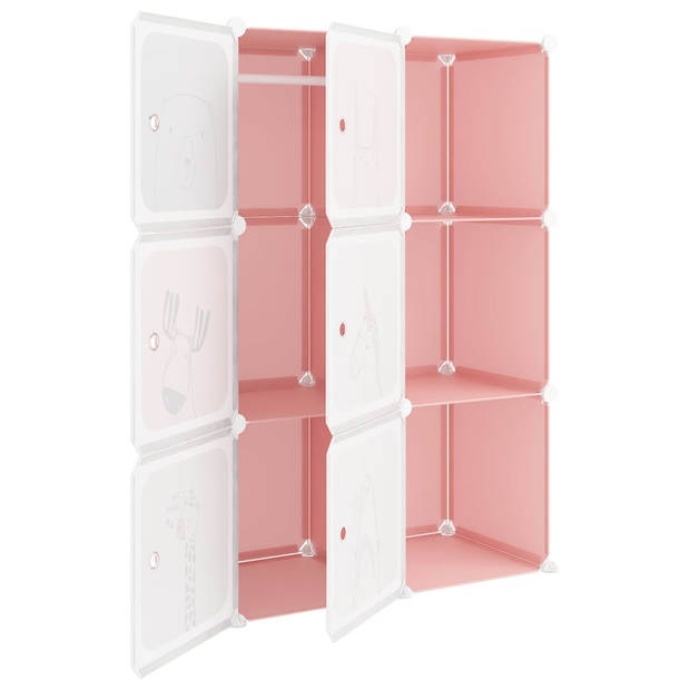 The Living Store Kinderopbergkast - Kubusvormig - Roze - 74x36.5x108 cm - Polypropeen en Staal