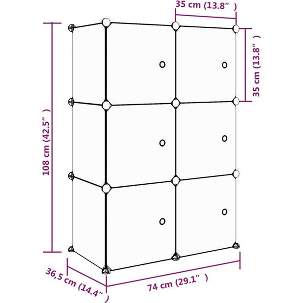 The Living Store Kinderopbergkast - Kubusvormig - Roze - 74x36.5x108 cm - Polypropeen en Staal