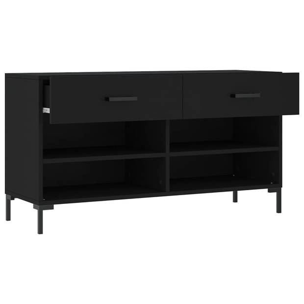 The Living Store Schoenenbank - hout en ijzer - 102x35x55cm - zwart