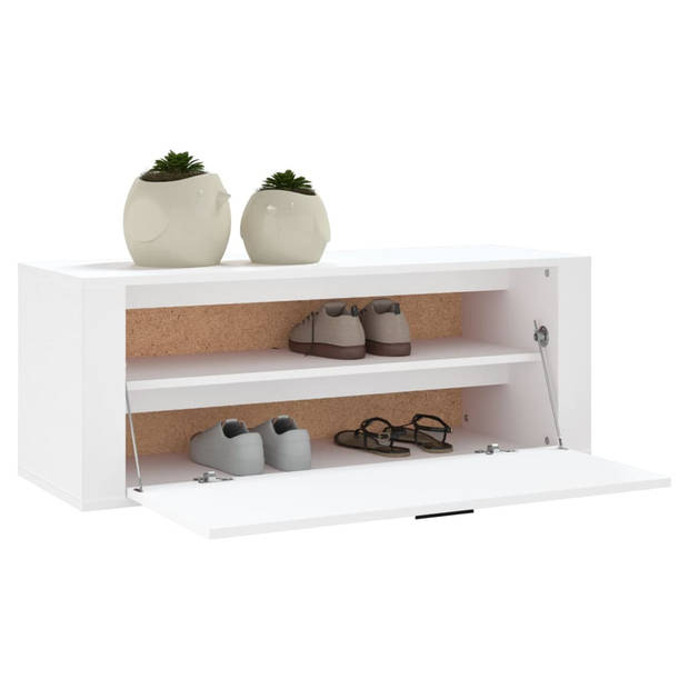 The Living Store Schoenenkast - Wandmontage - 100x35x38 cm - Wit