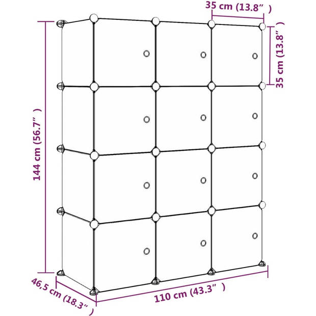 The Living Store Opbergkast Kinderen Kunststof - 110x46.5x144 cm - Roze