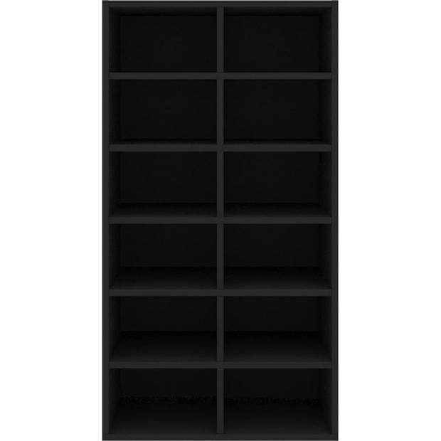 The Living Store Schoenenrek - Bewerkt hout - 54 x 34 x 100.5 cm - Met 12 schappen