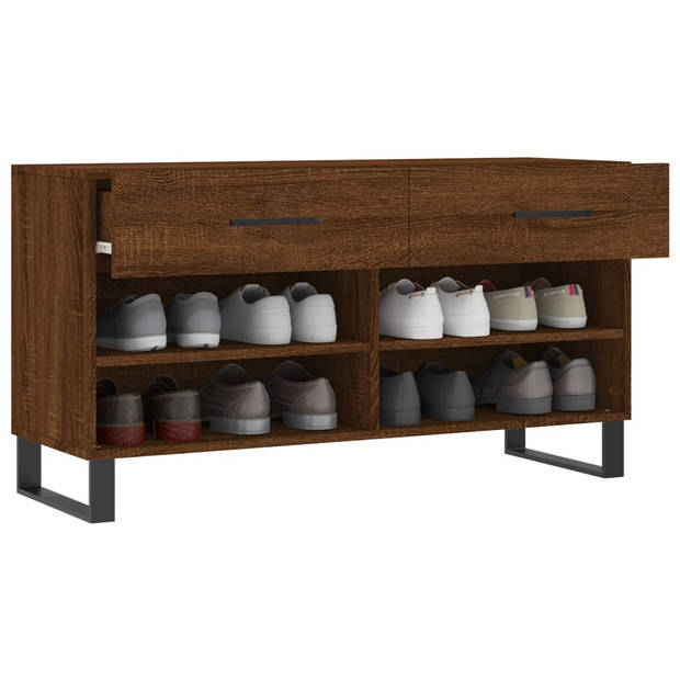 The Living Store Schoenenbank Bruineiken - Hout/IJzeren Poten - 102x35x55 cm - Opbergruimte