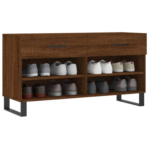 The Living Store Schoenenbank Bruineiken - Hout/IJzeren Poten - 102x35x55 cm - Opbergruimte