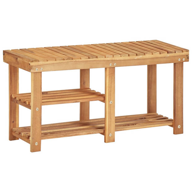 The Living Store Schoenenrek Acaciahout - 90 x 32 x 46 cm - 2 schappen