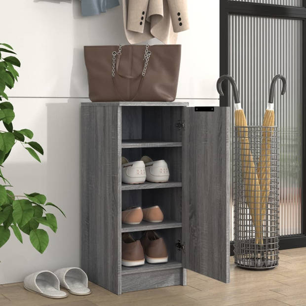 The Living Store Schoenenkast - Grijs Sonoma Eiken - 30 x 35 x 70 cm - Stevig Materiaal