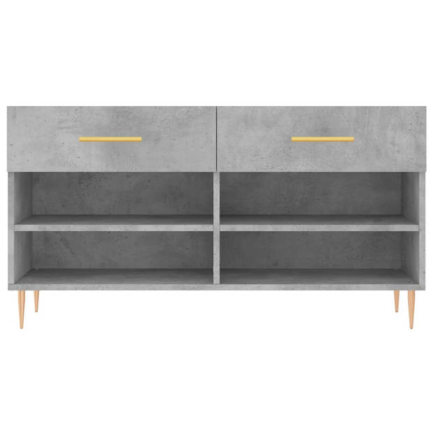 The Living Store Schoenenbank - Betongrijs - 102 x 35 x 55 cm - Met 2 lades - 4 planken