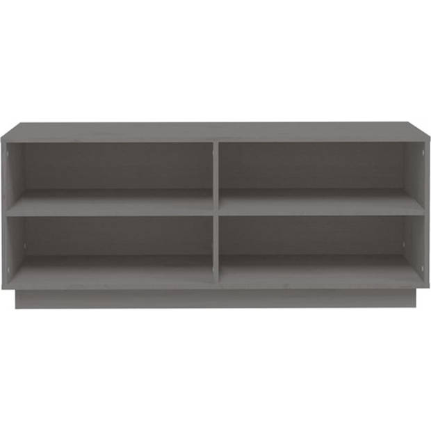 The Living Store Schoenenkast Houten - 110 x 34 x 45 cm - Grijs - Massief Grenenhout