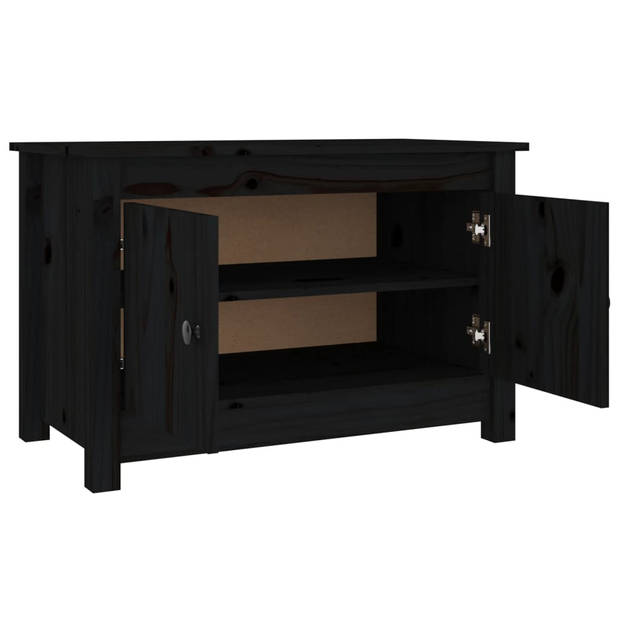 The Living Store Schoenenkast - Grenenhout - 70 x 38 x 45.5 cm - Zwart