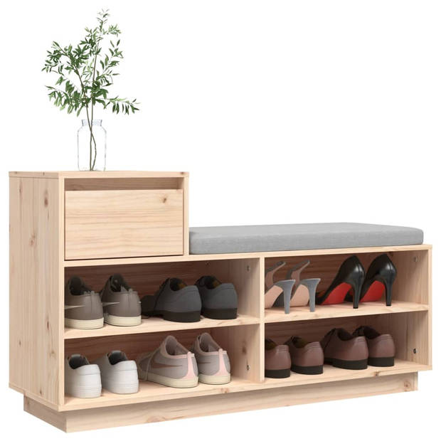 The Living Store Schoenenkast 110x34x61 cm massief grenenhout - Schoenenkast