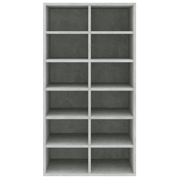 The Living Store Schoenenrek Betongrijs Bewerkt Hout - 54 x 34 x 100.5 cm - Duurzaam en Stevig