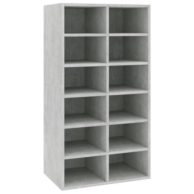 The Living Store Schoenenrek Betongrijs Bewerkt Hout - 54 x 34 x 100.5 cm - Duurzaam en Stevig