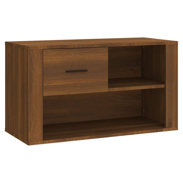 The Living Store Schoenenkast - Bruineiken - 80 x 35 x 45 cm - Opbergruimte - Stevig hout