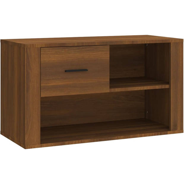 The Living Store Schoenenkast - Bruineiken - 80 x 35 x 45 cm - Opbergruimte - Stevig hout