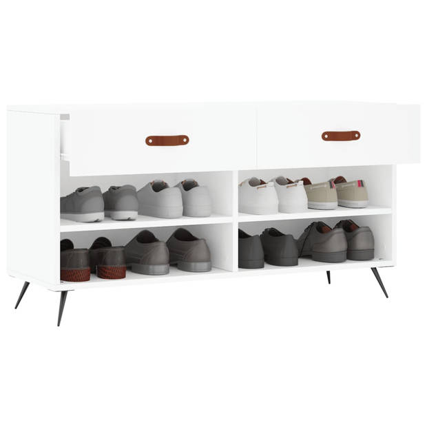 The Living Store Schoenenbank - Hout en Ijzer - 102 x 35 x 55 cm - Wit