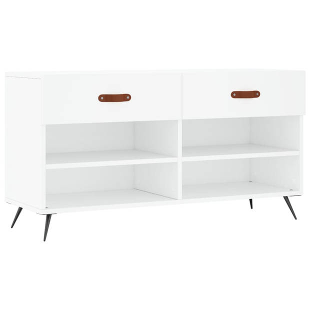 The Living Store Schoenenbank - Hout en Ijzer - 102 x 35 x 55 cm - Wit