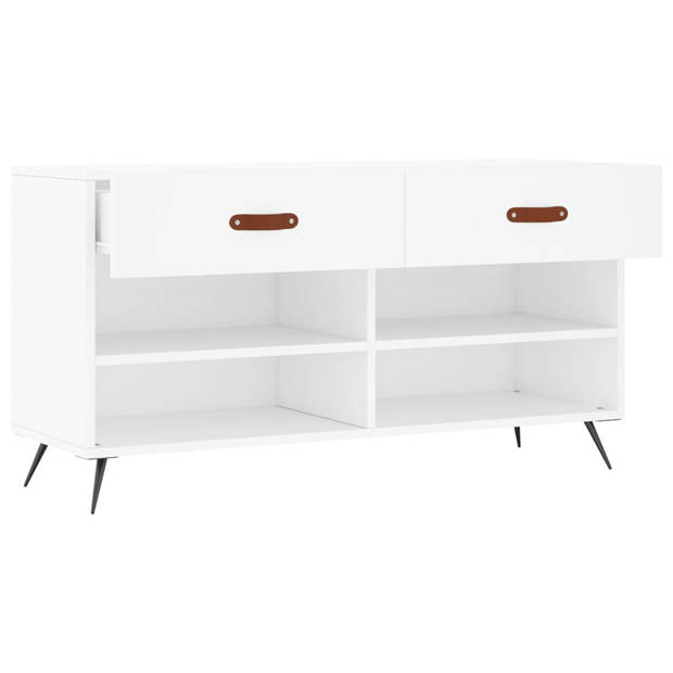 The Living Store Schoenenbank - Hout en Ijzer - 102 x 35 x 55 cm - Wit