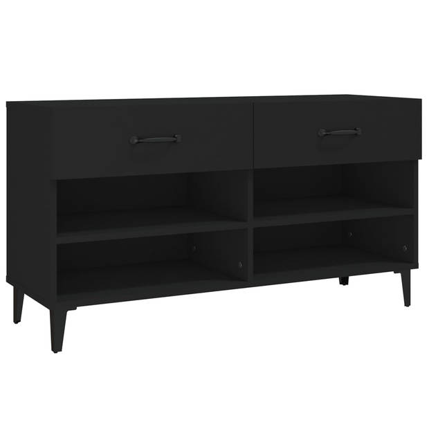 The Living Store Schoenenkast - 102 x 35 x 55 cm - zwart - bewerkt hout