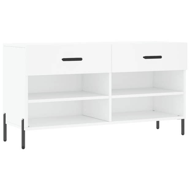 The Living Store Schoenenbank Industriële Stijl - 102 x 35 x 55 cm - Wit