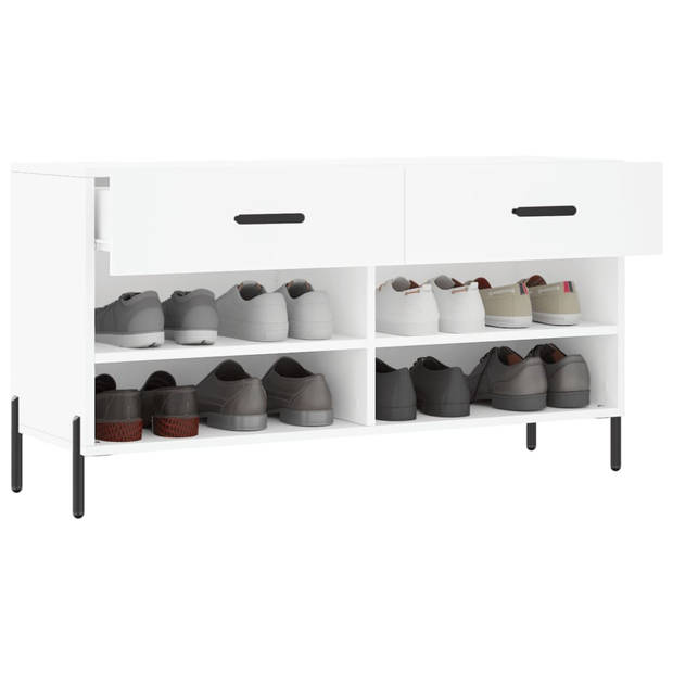 The Living Store Schoenenbank Industriële Stijl - 102 x 35 x 55 cm - Wit