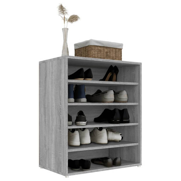 The Living Store Schoenenkast Grey Sonoma Eiken 60x35x70cm - Praktisch - Elegant