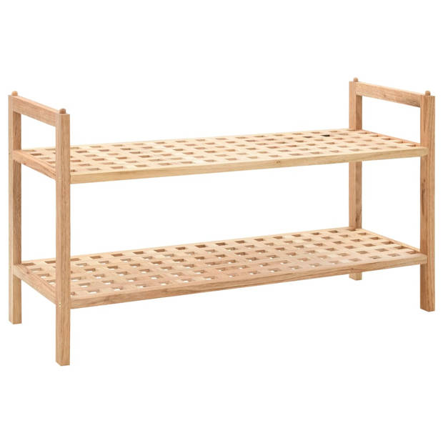 The Living Store Schoenenrek Walnoten Hout - 69 x 26 x 40 cm - 2 Schappen