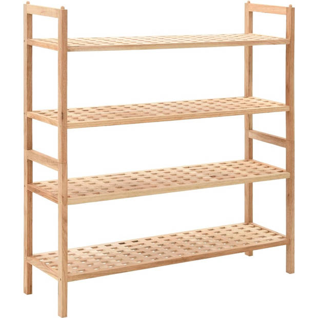 The Living Store Schoenenrek Walnoten Hout - 69 x 26 x 40 cm - 2 Schappen