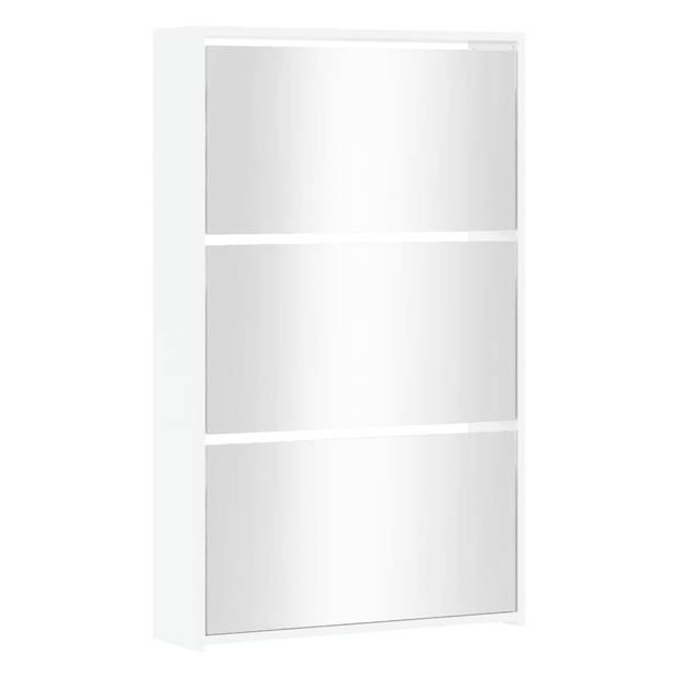 The Living Store Schoenenkast Modern en Trendy - 63 x 17 x 102.5 cm - Hoogglans Wit