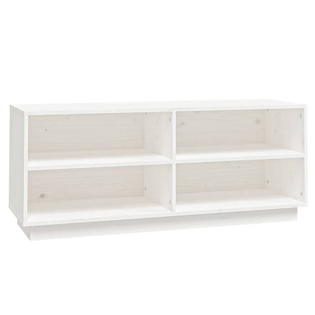 The Living Store houten schoenenkast - wit - 110 x 34 x 45 cm - massief grenenhout