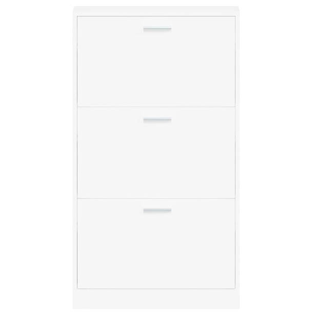 The Living Store Schoenenkast - Modern en trendy - Schoenenrek met 3 lades - 59 x 17 x 108 cm (Wit)