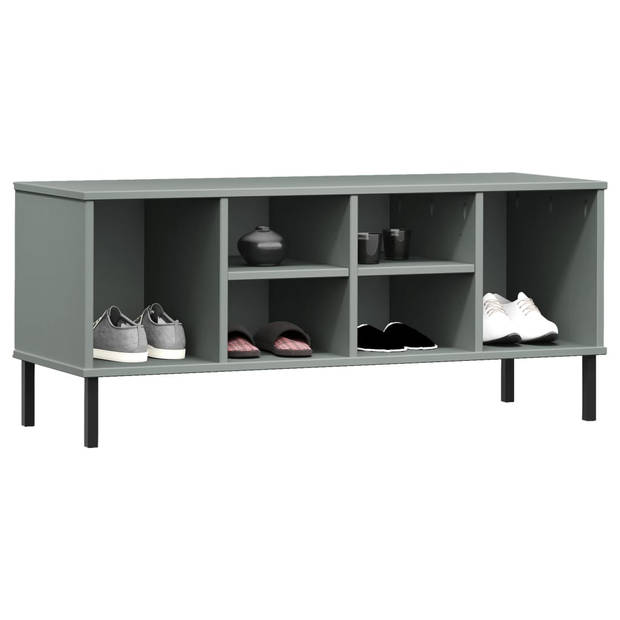 vidaXL Schoenenrek met metalen poten OSLO 106x35x45 cm grenen grijs