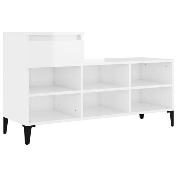 The Living Store Schoenenkast - 102x36x60 cm - Hoogglans Wit