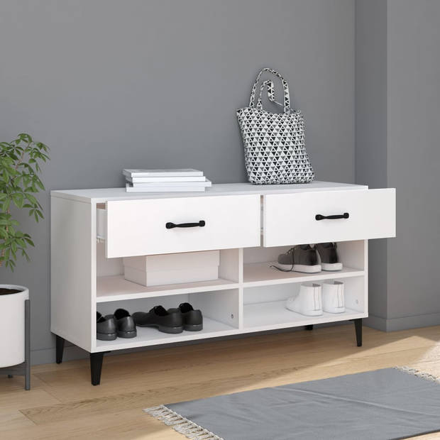 The Living Store Schoenenkast - Wit - 102 x 35 x 55 cm - Stevig materiaal