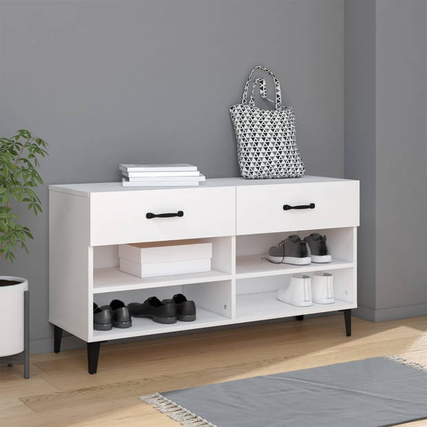 The Living Store Schoenenkast - Wit - 102 x 35 x 55 cm - Stevig materiaal