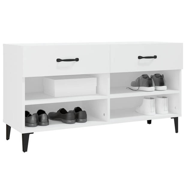 The Living Store Schoenenkast - Wit - 102 x 35 x 55 cm - Stevig materiaal