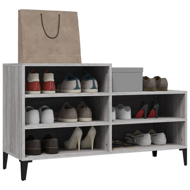 The Living Store Schoenenkast - Grijs Sonoma Eiken - 102x36x60 cm - Bewerkt hout en metaal