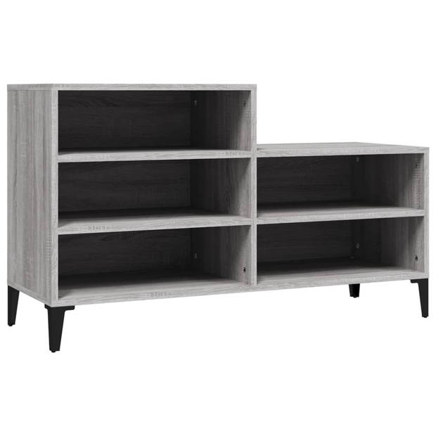 The Living Store Schoenenkast - Grijs Sonoma Eiken - 102x36x60 cm - Bewerkt hout en metaal