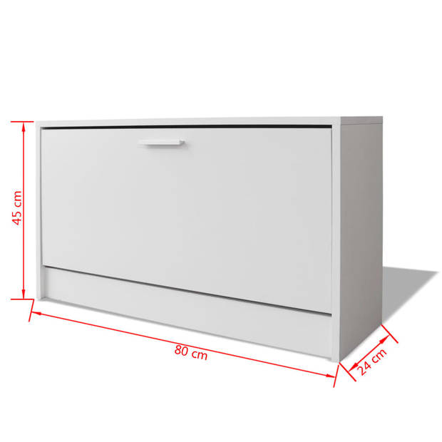 The Living Store Schoenenkast Basic - Halkastje - 80 x 24 x 45 cm - wit