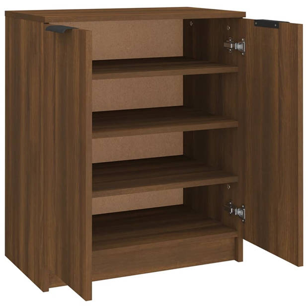 The Living Store Schoenenkast - bruineiken - 59 x 35 x 70 cm - trendy ontwerp