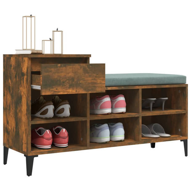 The Living Store Schoenenkast - Gerookt eiken - 102x36x60 cm - Duurzaam bewerkt hout en metaal