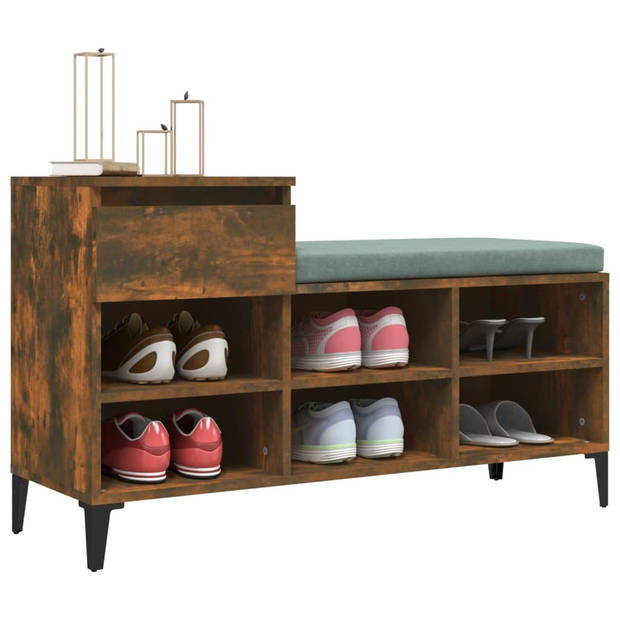 The Living Store Schoenenkast - Gerookt eiken - 102x36x60 cm - Duurzaam bewerkt hout en metaal