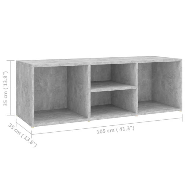 The Living Store Schoenenbank - Betongrijs - 105 x 35 x 35 cm - Spaanplaat