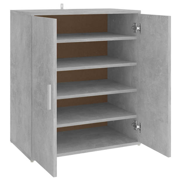 The Living Store Schoenenkast - Halkast - Betongrijs - 60 x 35 x 70 cm - Spaanplaat